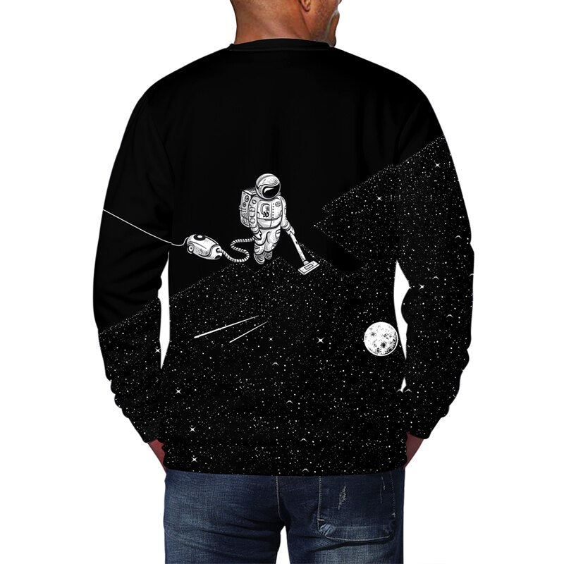 Cloudstyle 3D Sweatshirt. Space Vacuum Cleaner Robot. Jumper, Pullover, Streetwear