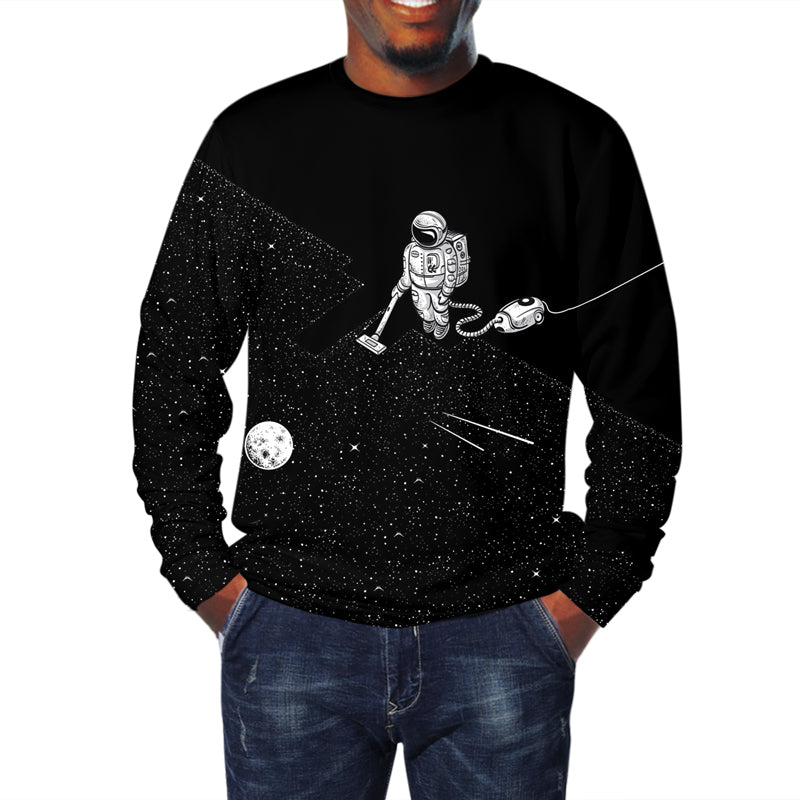 Cloudstyle 3D Sweatshirt. Space Vacuum Cleaner Robot. Jumper, Pullover, Streetwear