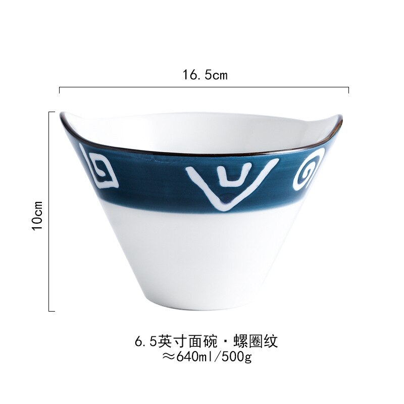 Ceramic Hand painted Japanese Style Ramen Noodle, Soup Bowl.