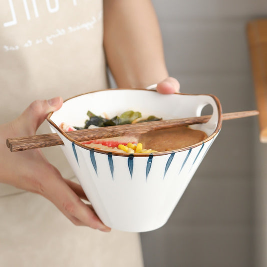 Ceramic Hand painted Japanese Style Ramen Noodle, Soup Bowl.