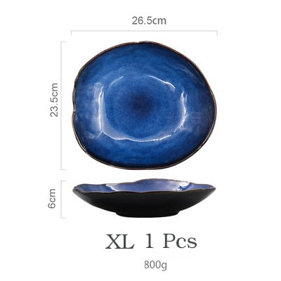KINGLANG 1/2/4 Pieces, Ceramic Food Dish Plate. Pottery Salad Platter Dish Dinnerware