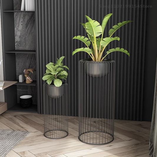 Nordic Minimalist Wrought Iron Floor-to-ceiling Living Room Flower Pot Plant Stand. Balcony Decoration